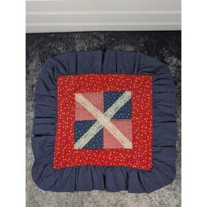 Vtg Hand Quilted 12"  Checker Pillow Case Cottagecore Grannycore ShabbyChic